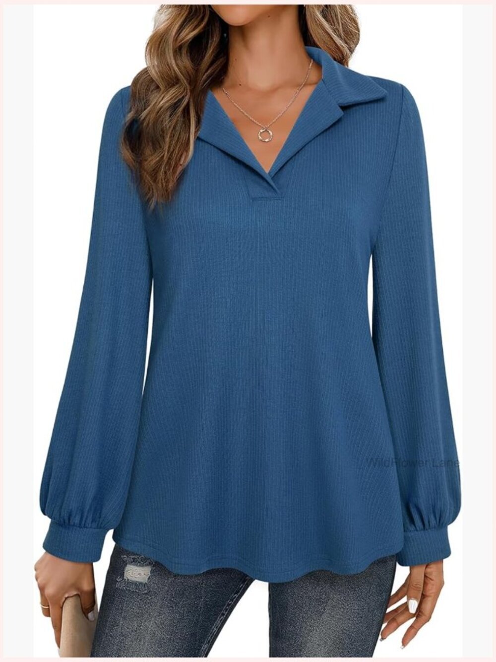 Dressy Collared Long Sleeve Blouse Business Casual Work Tops